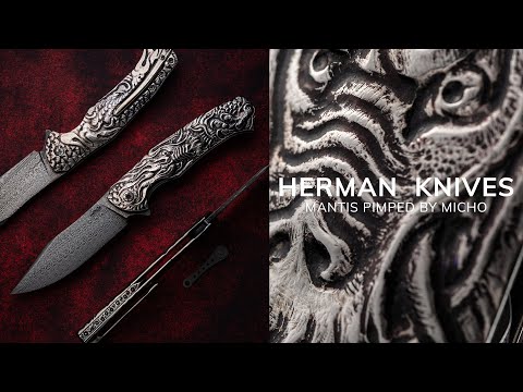 FOLDING KNIFE FOLDER MANTIS 1 DRAGON DAMASCUS PIMPED BY MICHO