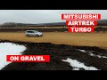 Mitsubishi Airtrek Turbo 4g63 exhaust sound and fly by on the gravel rally