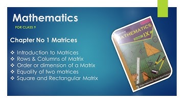 Chapter No 1  Matrices (For Class 9) Exercise 1.1