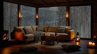 Serene Cozy Cabin Storm Ambience 🔥 Rain &amp; Fireplace for Mindful Relaxation