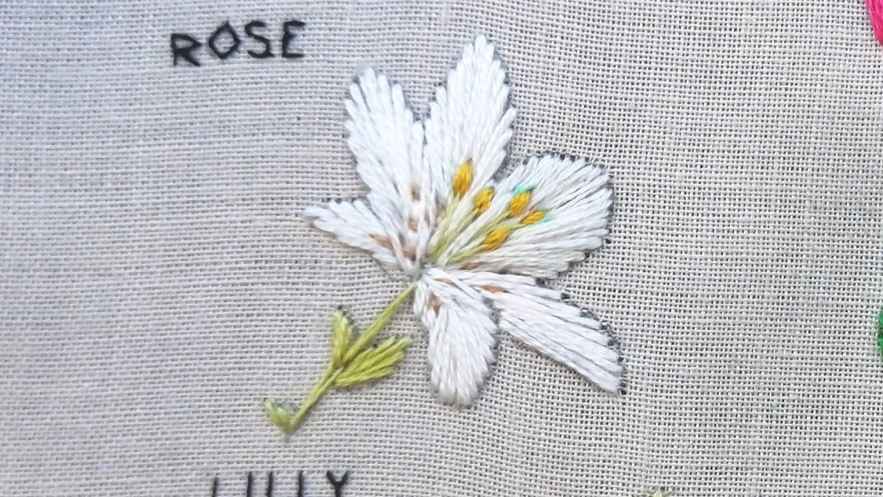 Lilly⎮Embroidery Tutotial 프랑스자수 刺繍キットEmbroidery flowers ⎮Satin Stitch 