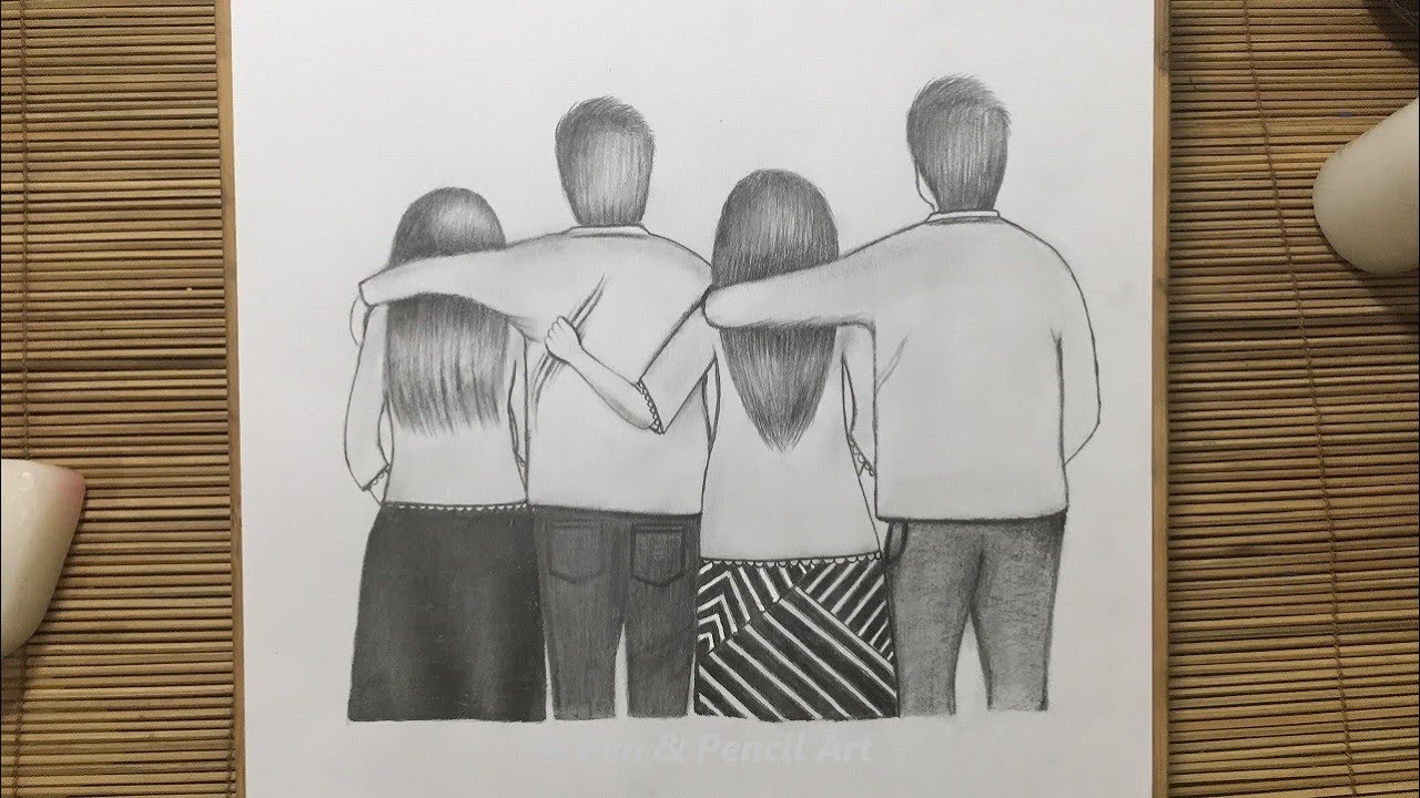 Friendship Day Drawing How To Draw Best Friends Boys And Girls Pencil Sketch Drawing Youtube