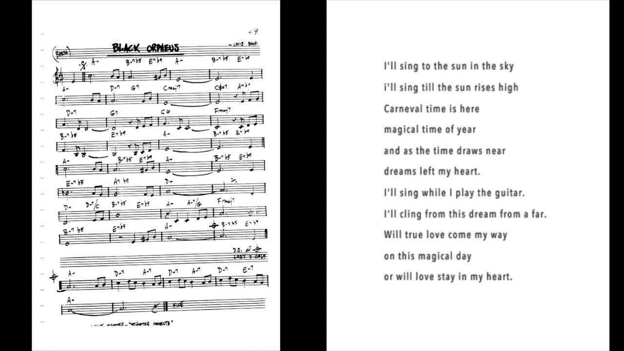 Black Orpheus (Manha De Carnaval) With VOCALS, Lyrics & SHEET music Black Orpheus (Manha De Carnaval) With VOCALS, Lyrics & SHEET music