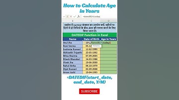 How to Calculate Age in Excel in Seconds | DATEDIF Function in Excel #excel