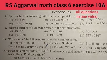 RS Aggarwal math class 6 exercise 10A solutions ।। Class 6 chapter 10A RS Aggarwal math