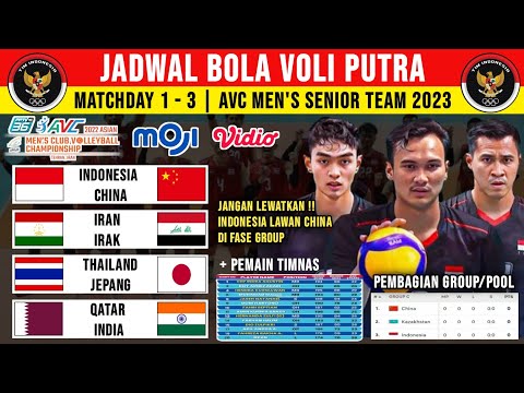 Jadwal AVC Men&#39;s Senior Team 2023 hari ini - Indonesia vs China - Jadwal AVC Volleyball 2023