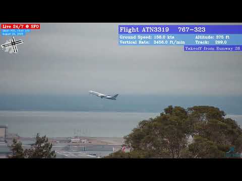 🔴SFO Airport Live 24/7 Tracking, Aircraft Labelling and ATC Audio in HD Webcam