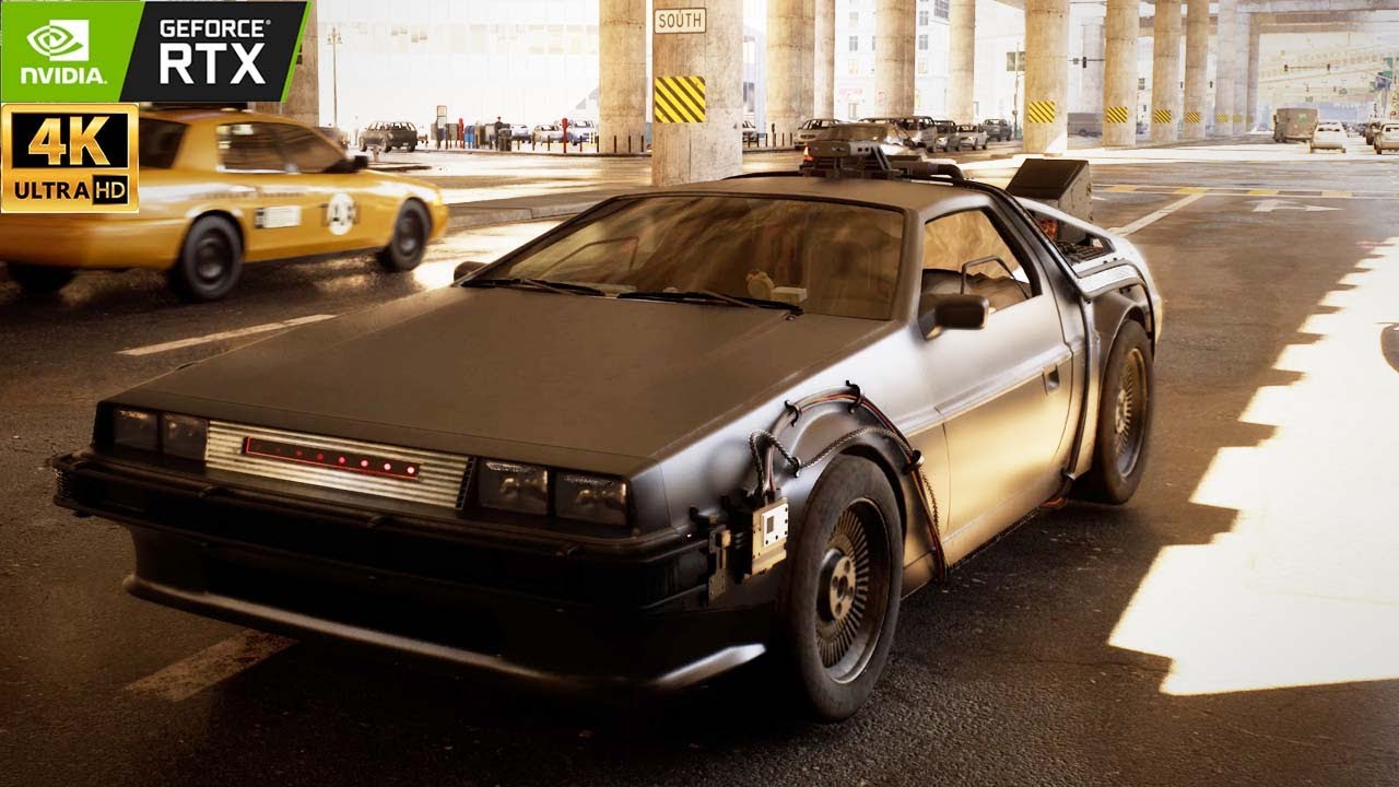 UE 5.1 City Sample Download Delorean 1st P DLSS Graphic Menu