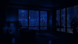 잠을 잘 수 있는 밤의 폭우 - 비오는 도시의 밤 분위기 - 깊은 잠을 위한 비와 천둥번개