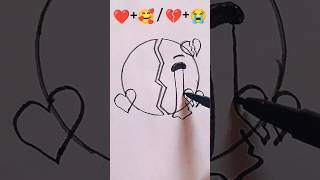 With love🥰 Vs Broken Heart 💔 || Emoji satisfying creative art #shorts #viral #trending