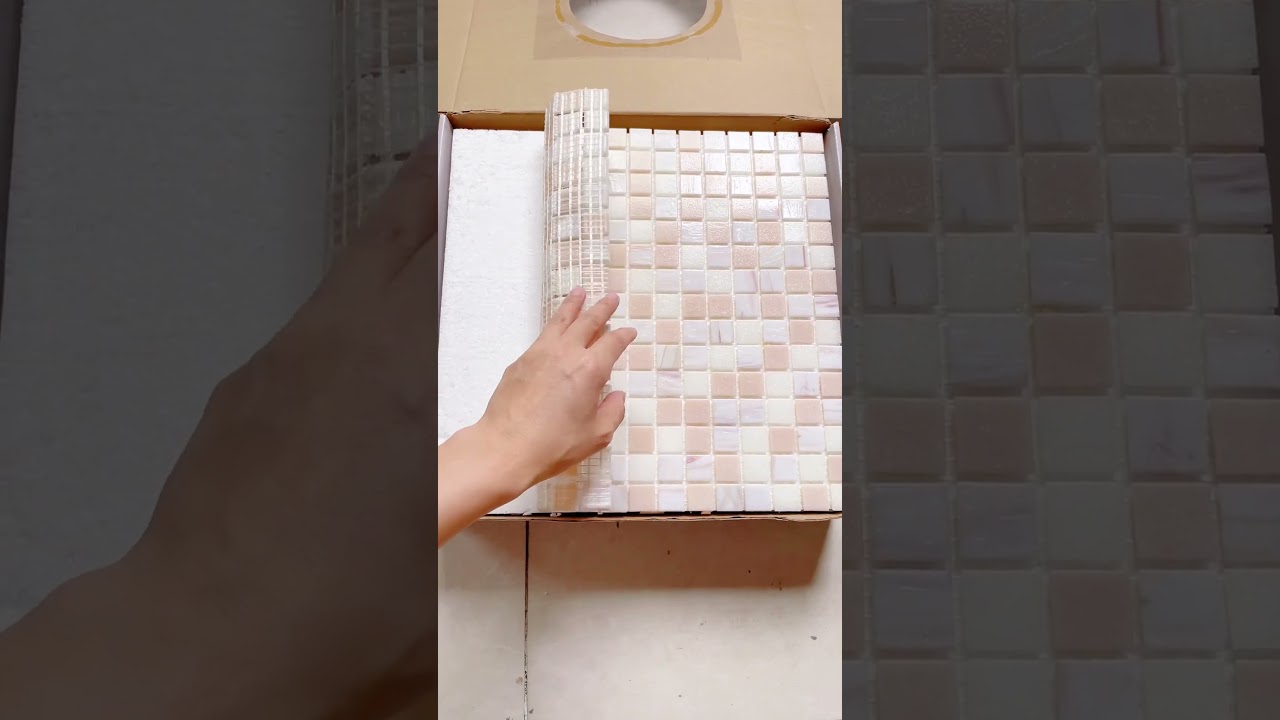 White and Pink Vitreous Glass Mosaic Tiles | Mixed Color Backsplash & Bathroom Design