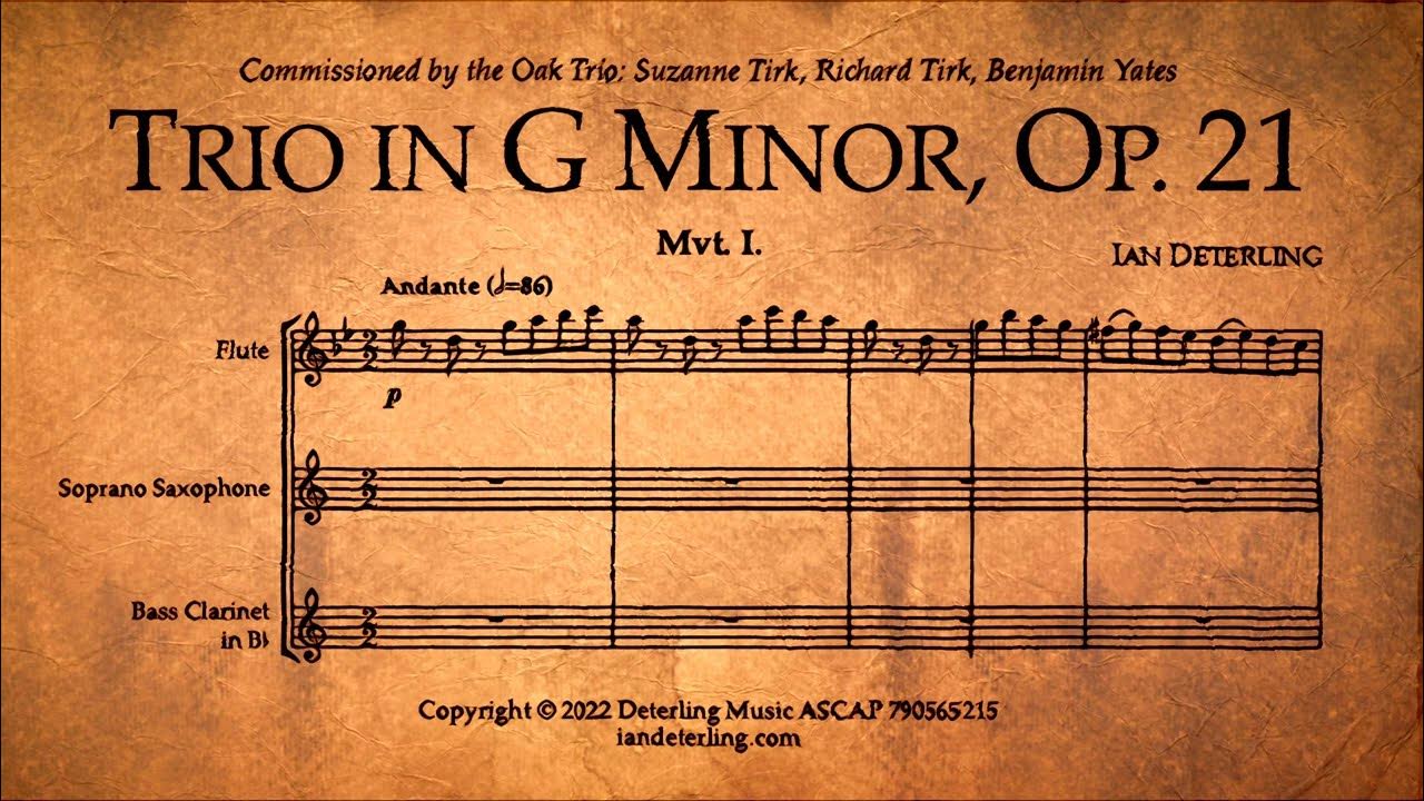 Trio for Flute, Soprano Saxophone, and Bass in G Minor, Op. 21 YouTube