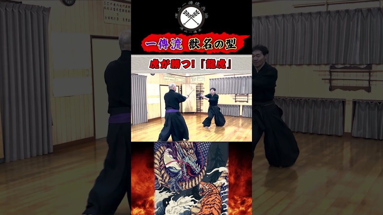 【獣からインスピレーション! 獣名の型】神獣 龍と虎の取っ組み合い!!最後、噛みついて虎が勝つ!!/一傳流伝授型『龍虎』 術理解説2 #shors#ショート#古武道#古武術#剣術#浅山一伝流