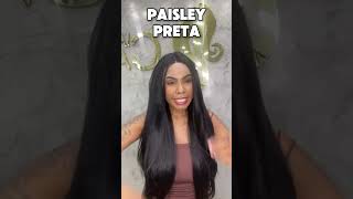 Lace Paisley - Peruca Lace front Fibra Premium Preta 75 cm - Aparência natural