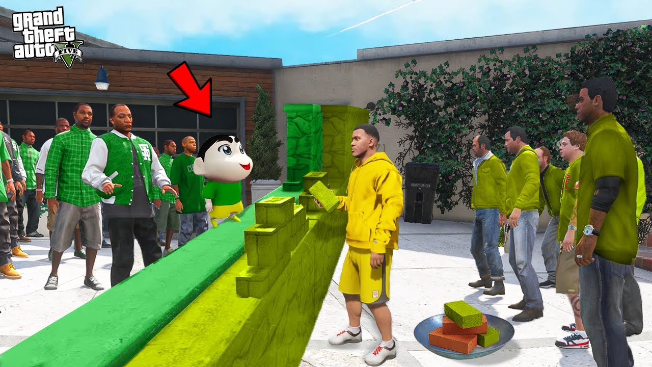 Franklin Yellow Gang vs Shinchan Green Gang Divide Their House in GTA 5 !