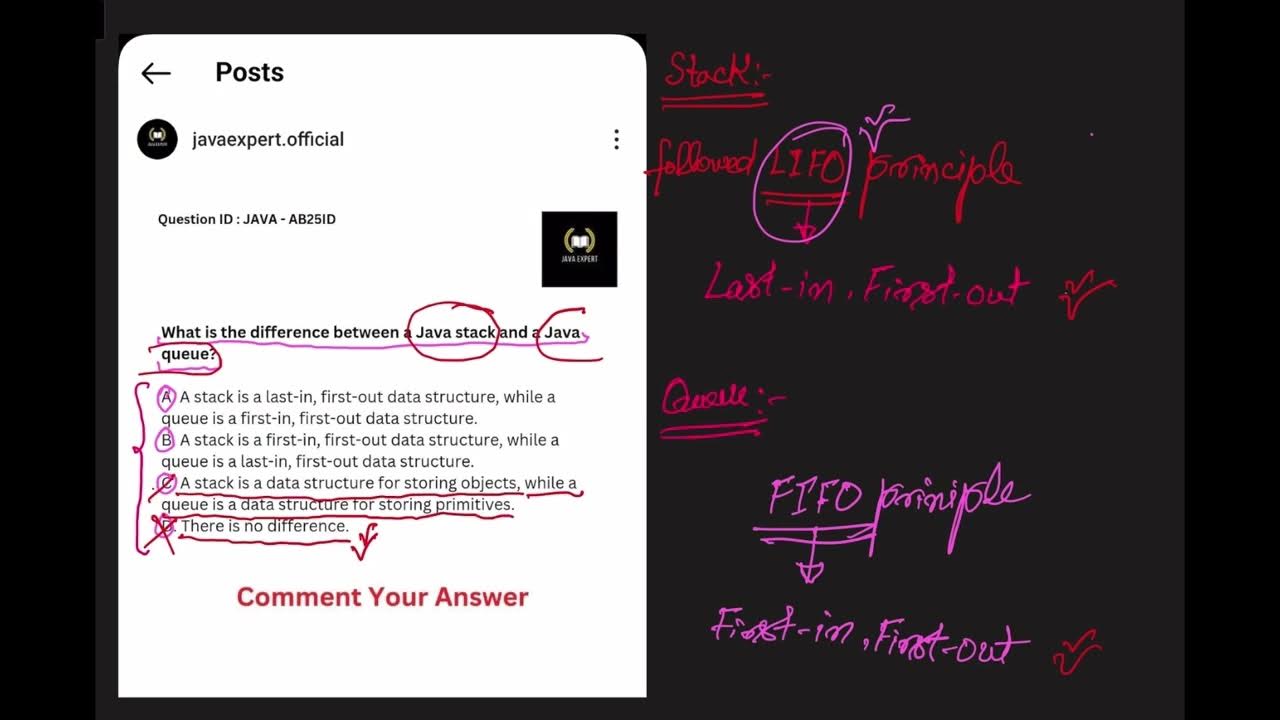 What is the difference between a Java stack and a Java queue? || Java ...