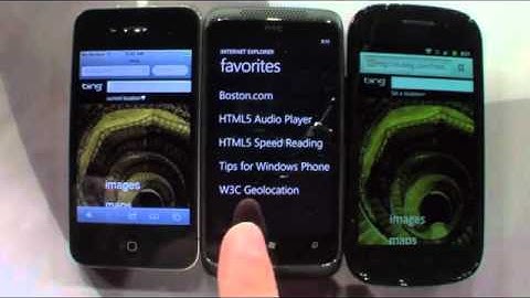 Test HTML5 Mobile Browers - iPhone 4 - Wp7 - Android - www.noel75.it.flv