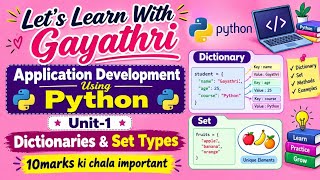 Dictionaries & Set Types in Python #python #pythondatatypes #dictionary #set #degree#bsc#bca#anu#yt 