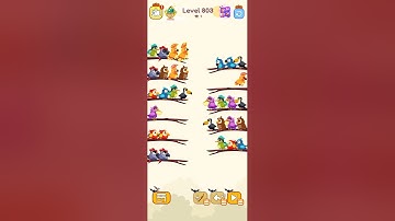 Bird sort color game level 803 #games #leveldesign #colorgame #gameartdesign #gameplay #environmentd