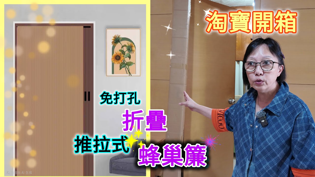 【淘寶開箱】免打孔推拉式鋁合金折疊蜂巢門廉