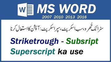 How To Strikethrough Subscript Superscript in MS Word Hindi Urdu : By Alam info Academy