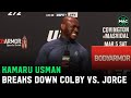 Kamaru Usman breaks down Masvidal vs. Covington; Admits third fight with Colby interests him