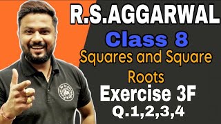 Class 8 R S Aggarwal Solution chapter 3 | squares and Square Roots | exercise 3F Q.1,2,3,4