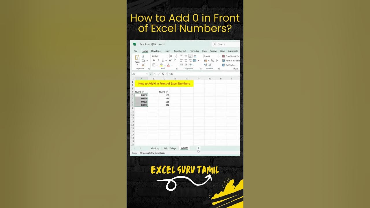 How to add 0 in front of excel numbers excel exceltips dataanalysis