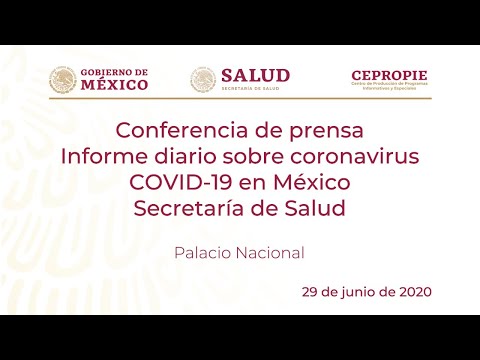 Informe diario sobre coronavirus COVID-19 en México. Secretaría de Salud. Lunes 29 de junio, 2020