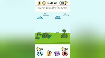 Brain Test Level 259 Help him defend the little turtles walkthrough.