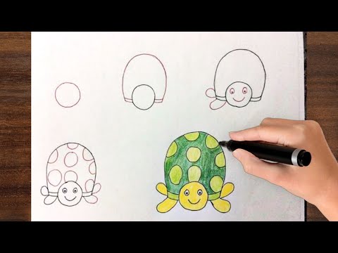 how-to-draw-cute-turtle-!-coloring-and-drawing-for-kids-!-animal-drawing-step-by-step