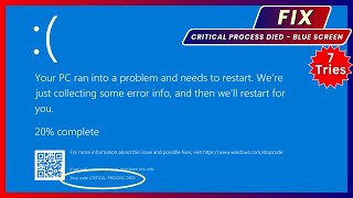 How to Fix Critical Process Died • Your PC ran into a problem Blue Screen Error • Windows 10 and 11