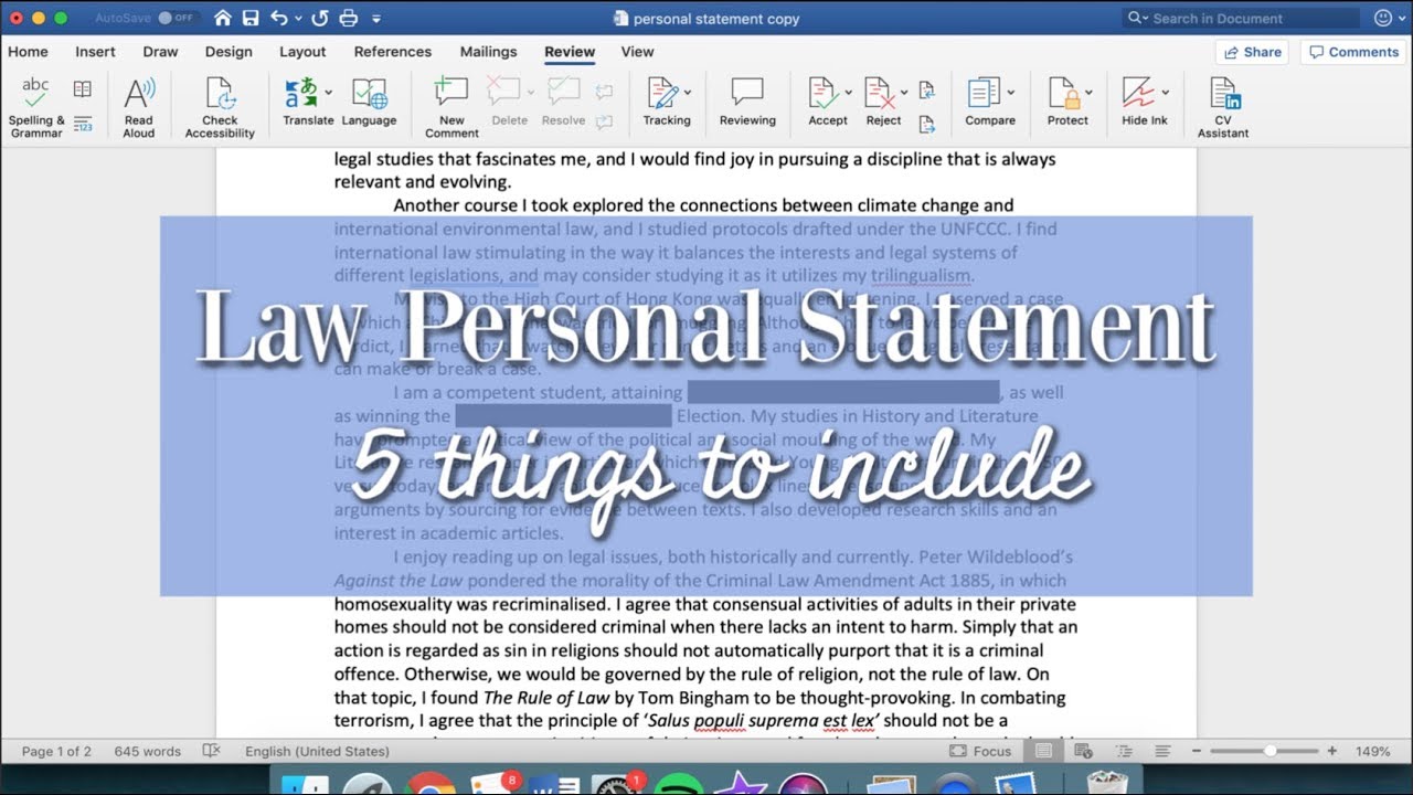 how to lay out a personal statement