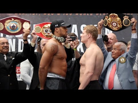 ANTHONY JOSHUA v ALEXANDER POVETKIN - *FULL & UNCUT* -OFFICIAL WEIGH-IN & FACE-OFF / JOSHUA-POVETKIN