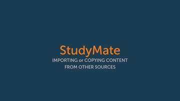 StudyMate: Importing & Copying Content