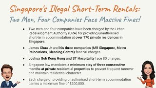 Singapore's Illegal Short-Term Rentals: Two Men, Four Companies Face Massive Fines!
