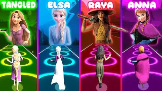 Tangled Rapunzel - Frozen Elsa - Raya - Frozen Anna But In Tiles Hop EDM Rush!