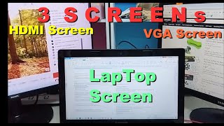 Laptop With VGA & HDMI Port Duplicate & Extend Display to TWO Monitors Dual Display Multiple screen