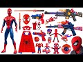 Spiderman toys collection unboxing reviewak47 gunscloakmaskglovespistolshieldlaser sword