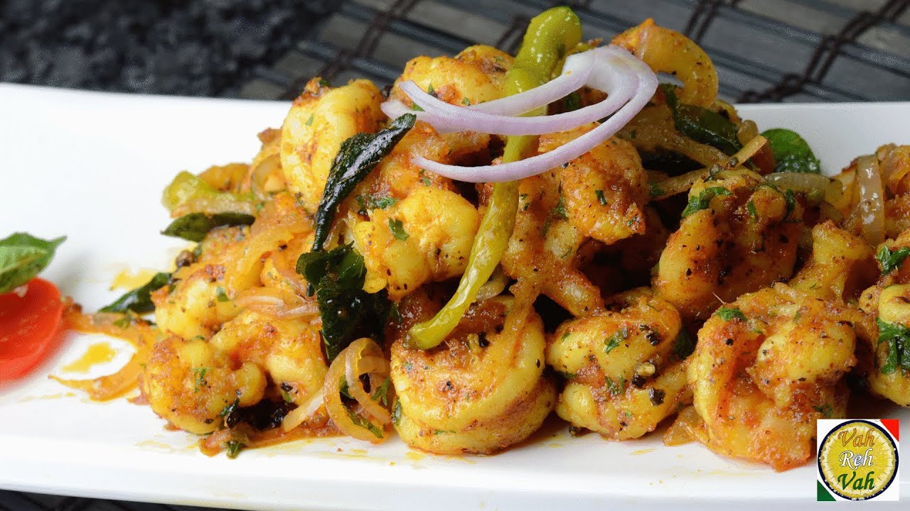 Spicy Masala Prawns ( boil and fry method)  - By Vahchef @ vahrehvah.com | Vahchef - VahRehVah