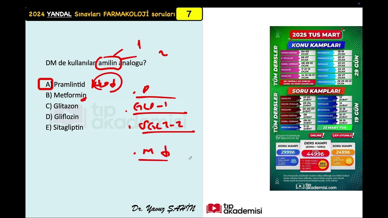 2024 Aralık Yandal Sınavlarında (Acil, Dahiliye, Pediatri, K. Doğum) çıkan Farmakoloji Soru Çözümü