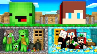 Rich Family Vs. Poor Family: Which Family BUNKER is BETTER in Minecraft  Maizen JJ and Mikey