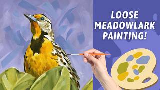 How to Paint a Meadowlark in Acrylics | Bird Painting Tutorial! EASY Feather painting Tutorial!