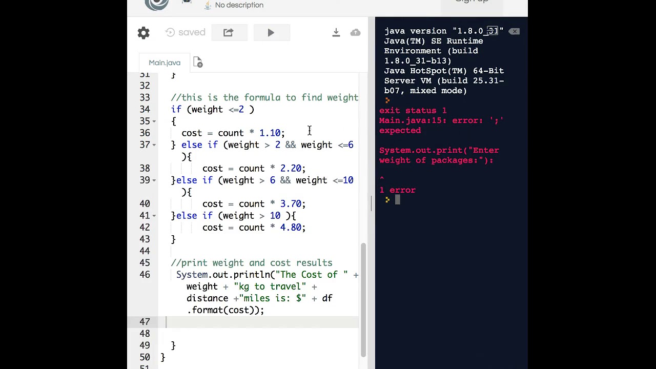 Learn Java Programming: Shipping Cost based on Weight - YouTube