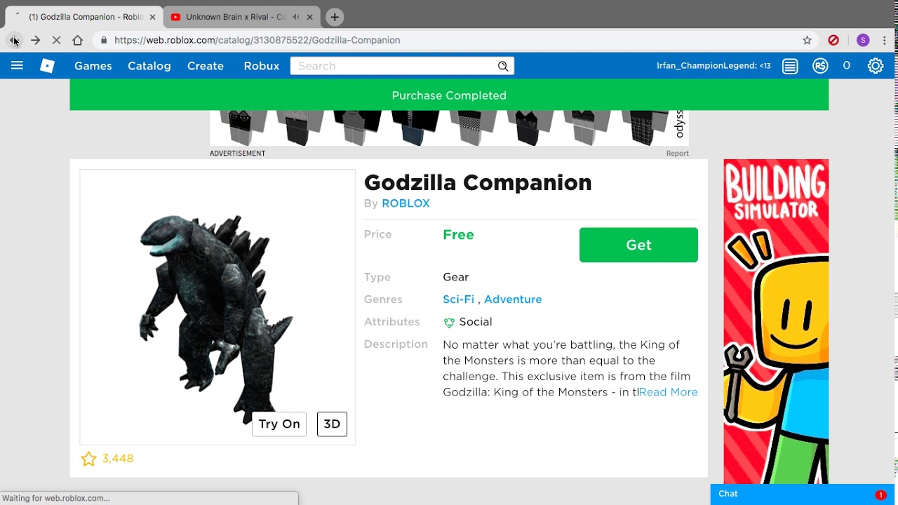 How To Get Mothra Wings Godzilla Companion And Ghirodah Head Roblox Promocodes And Catalog Youtube - novo promocode do roblox mothra wingsghidorah head