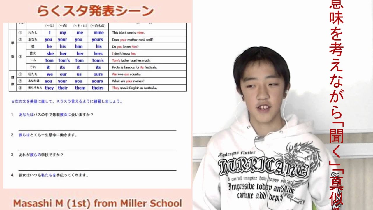 英語教材 英会話教材らくスタ ラクスタ の 中学生の英語 発表シーン Youtube