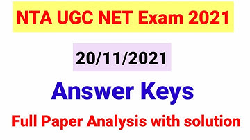 NTA UGC NET paper Analysis held on 20 November 2021| 20 Nov ugc net paper analysis| NTA NET