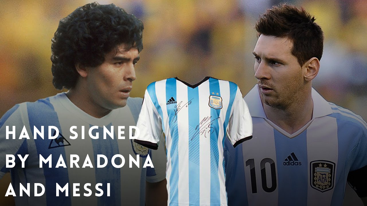 Diego Maradona and Lionel Messi Signed Argentina Jersey
