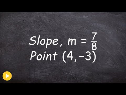 Skriv ligningen for en linje givet en hældning og et punkt linjen løber igennem