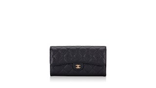 Chanel Caviar Quilted Large Flap Gusset Wallet Black